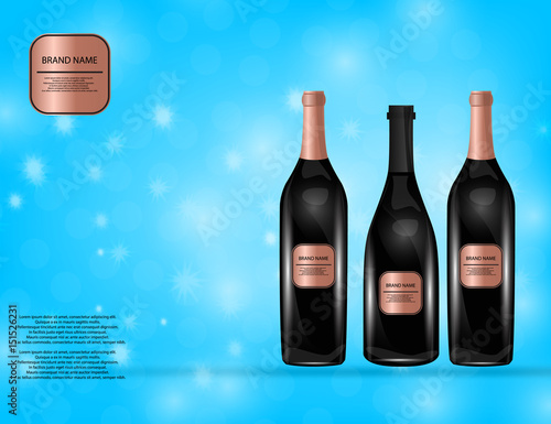 Red Wine Bottles on the Sparkling Background for Your Design.