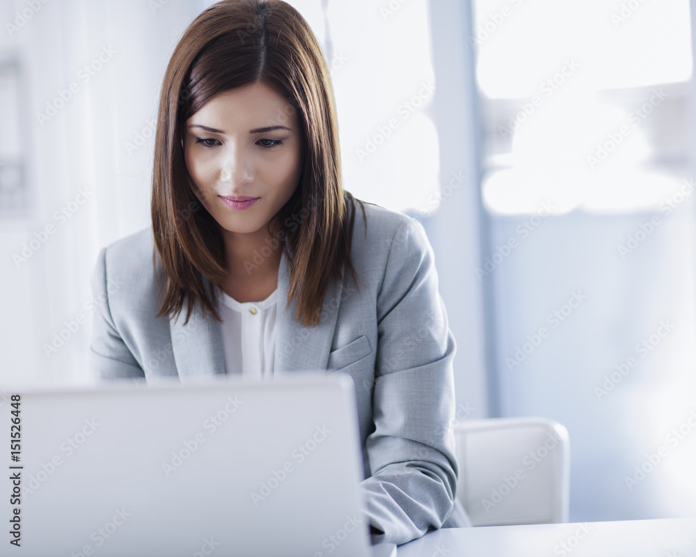 Smiling Businesswoman at Her Laptop Smiling Businesswoman at Her Laptop