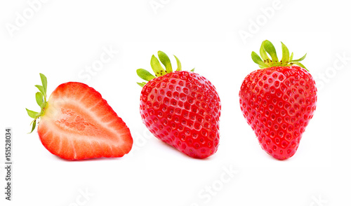 Fresh red strawberries isolated on a white background 