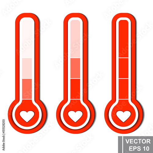 Thermometer. Measurement of love. Valentine's Day. Isolated on white background.