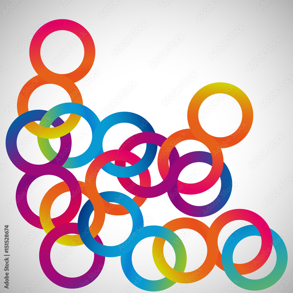 Rainbow loops chain, abstract background, design shape. Rainbow loops chain, abstract background, design shape.