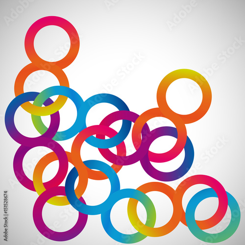 Rainbow loops chain, abstract background, design shape.