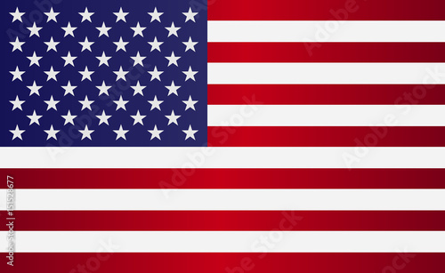 Image of American Flag, Symbol USA on a White Background, Stars and Stripes Illustration.