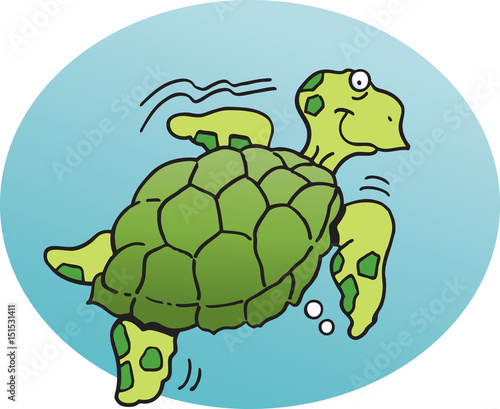 Cartoon illustration of a sea turtle.