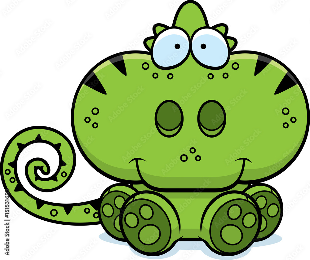 Naklejka premium Cartoon Chameleon Sitting