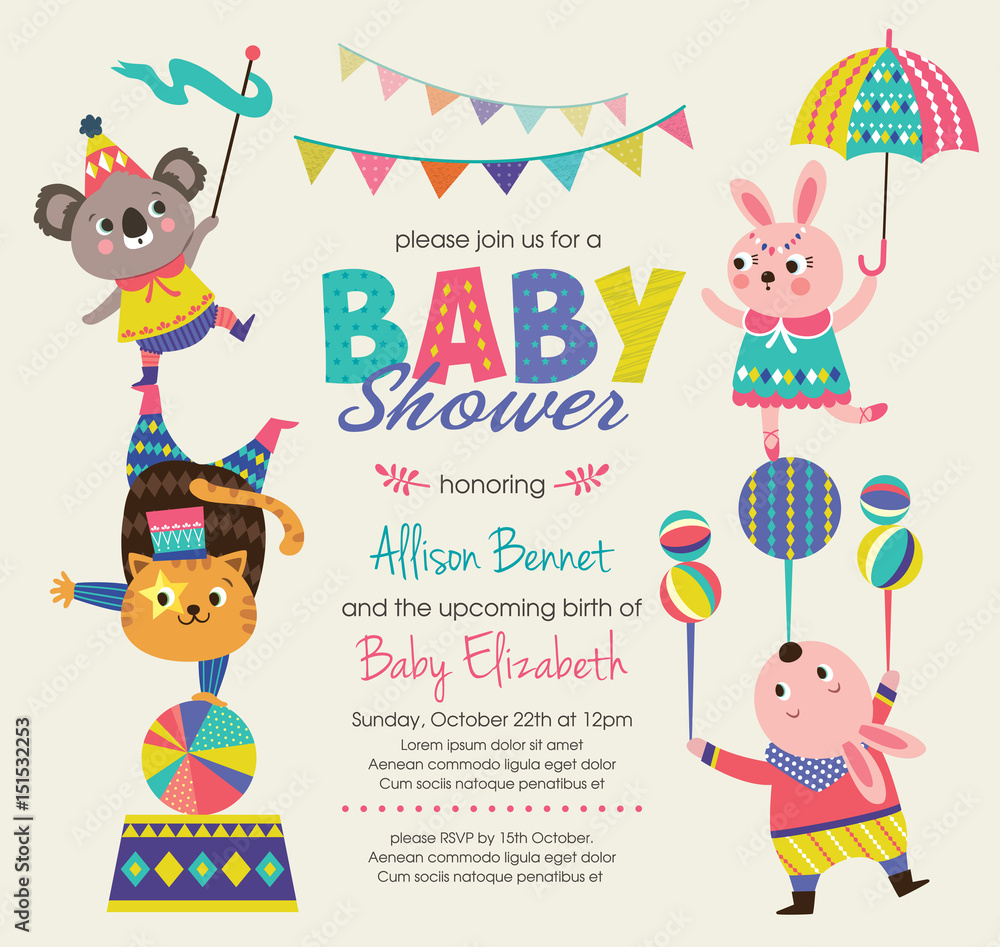 Circus themed baby shower sales invitations