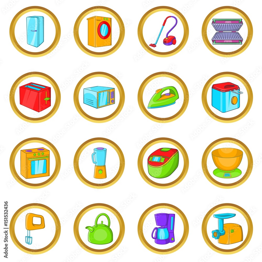 Household appliances vector set, cartoon style Household appliances vector set, cartoon style