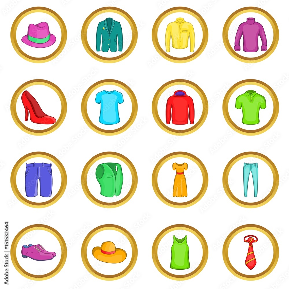 Clothes vector set, cartoon style Clothes vector set, cartoon style