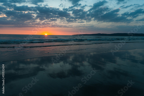 Scenic beach sunset landscape on the wild atlantic way coast in county Kerry  Ireland