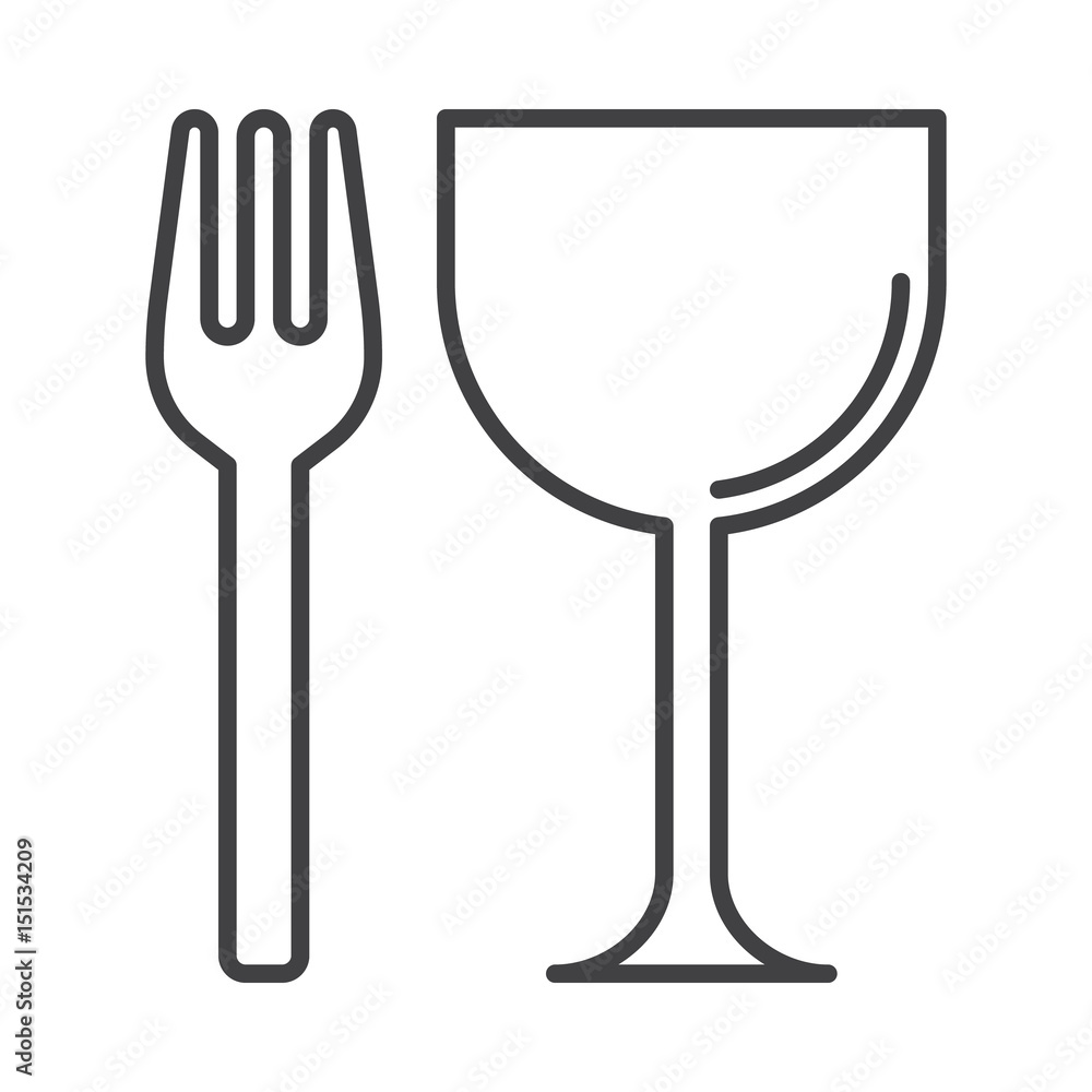 Restaurant, Fork and glass line icon, outline vector sign, linear style pictogram isolated on white. Menu symbol, logo illustration. Editable stroke Restaurant, Fork and glass line icon, outline vector sign, linear style pictogram isolated on white. Menu symbol, logo illustration. Editable stroke