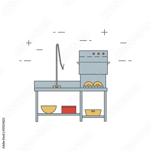 Dishmachine isolated line icon.