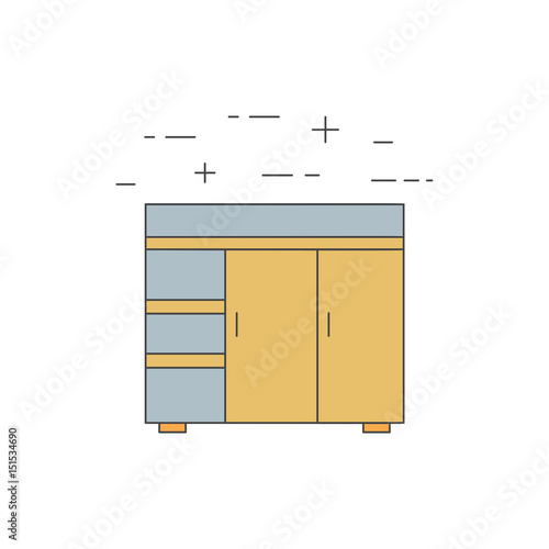 Steel work table isolated line icon.