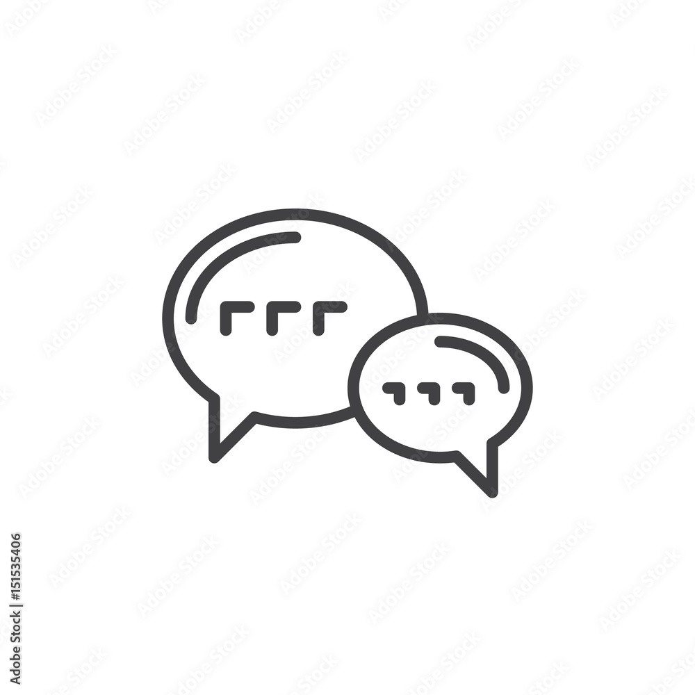 Speech balloons, chat outline icon, line vector sign, linear style pictogram isolated on white. Forum symbol, logo illustration. Editable stroke. Pixel perfect Speech balloons, chat outline icon, line vector sign, linear style pictogram isolated on white. Forum symbol, logo illustration. Editable stroke. Pixel perfect