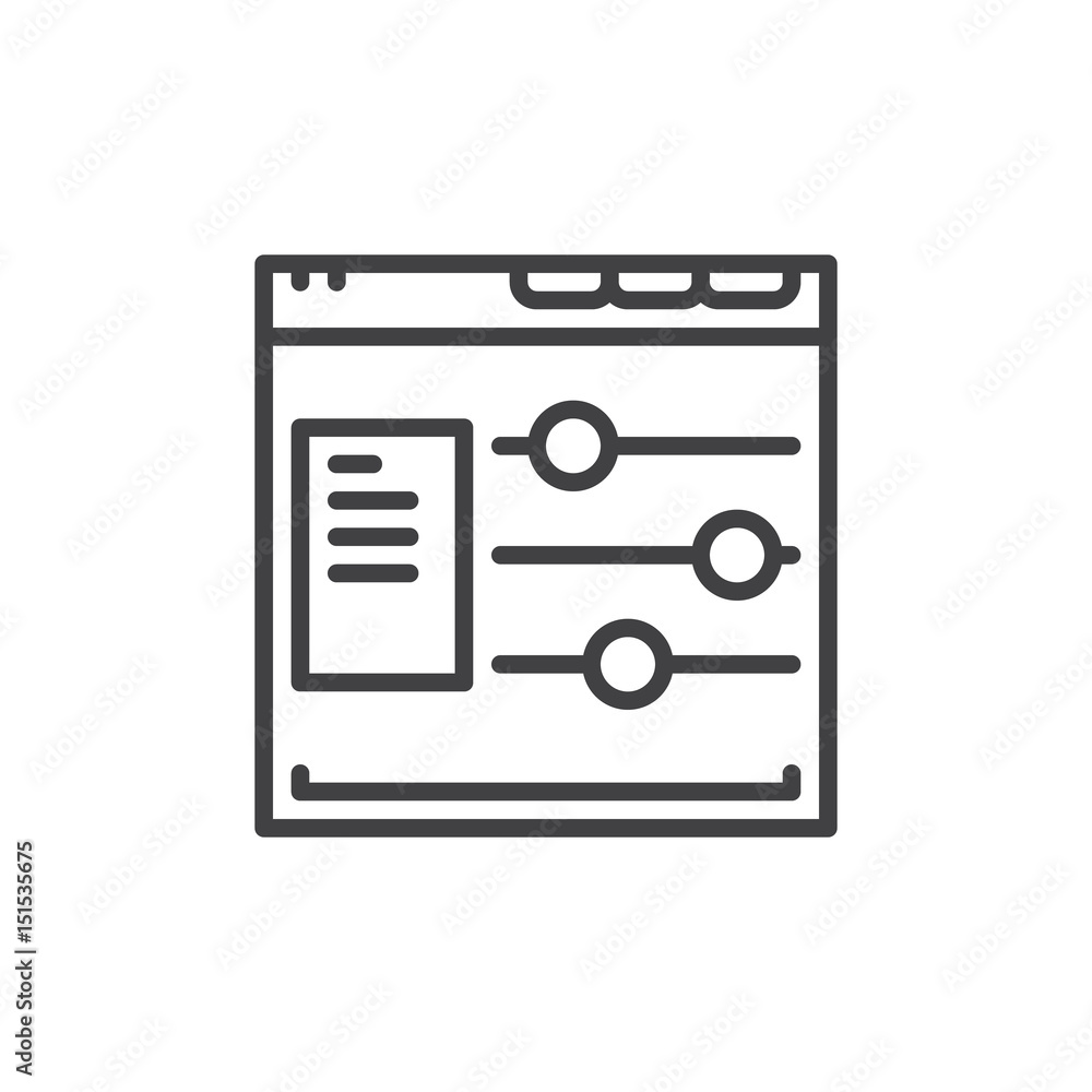 Web site options outline icon, line vector sign, linear style pictogram isolated on white. Symbol, logo illustration. Editable stroke. Pixel perfect Web site options outline icon, line vector sign, linear style pictogram isolated on white. Symbol, logo illustration. Editable stroke. Pixel perfect