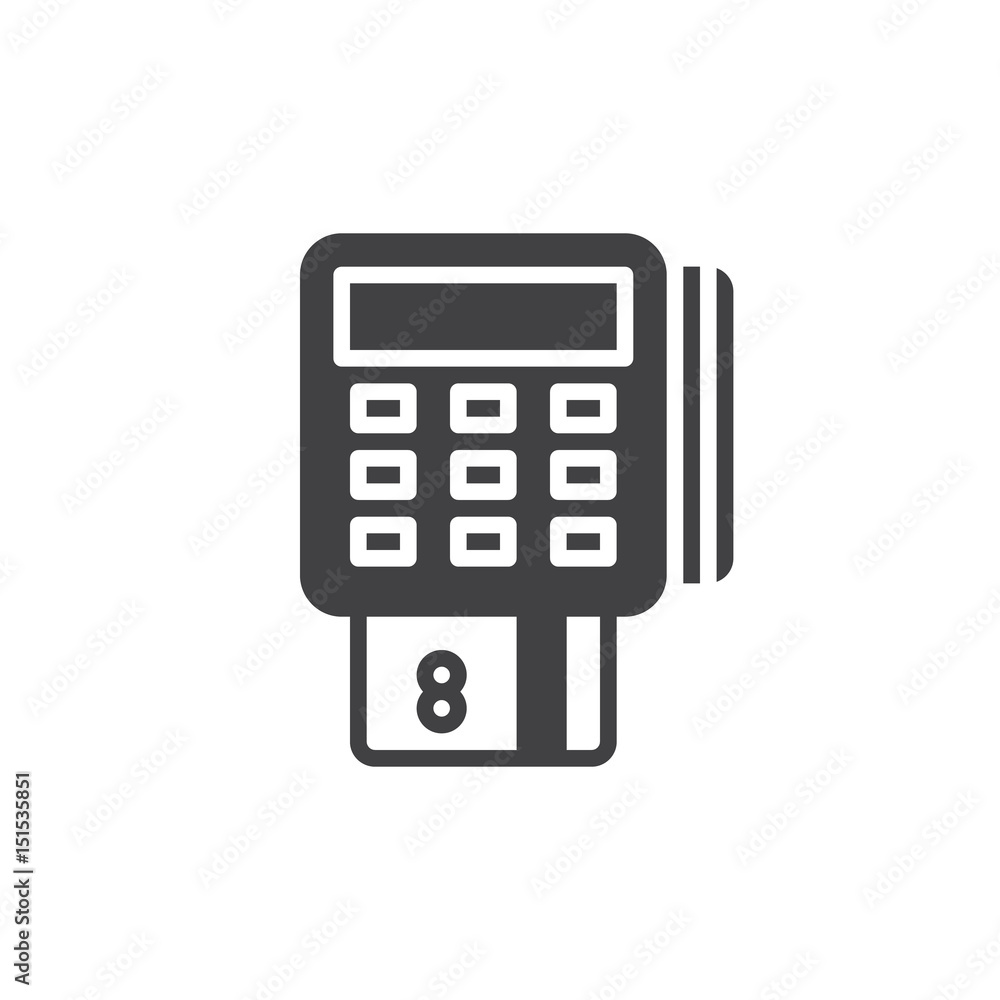 Pos terminal icon vector, filled flat sign, glyph style pictogram isolated on white. Symbol, logo illustration. Pixel perfect Pos terminal icon vector, filled flat sign, glyph style pictogram isolated on white. Symbol, logo illustration. Pixel perfect