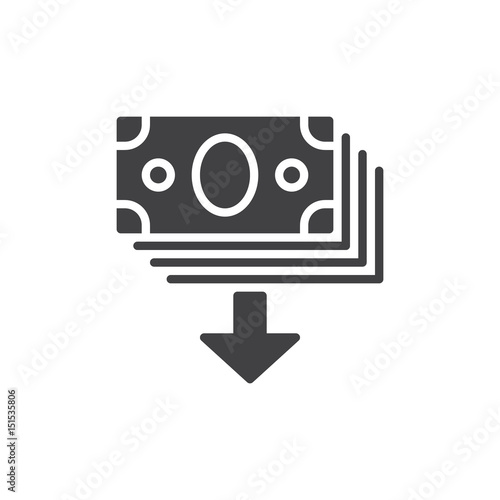 Withdraw funds, request money icon vector, filled flat sign, glyph style pictogram isolated on white. Symbol, logo illustration. Pixel perfect