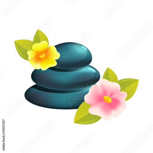 Spa stones for medical therapy, beauty and healthcare, massage and relax procedures, black heap. isolated on white background