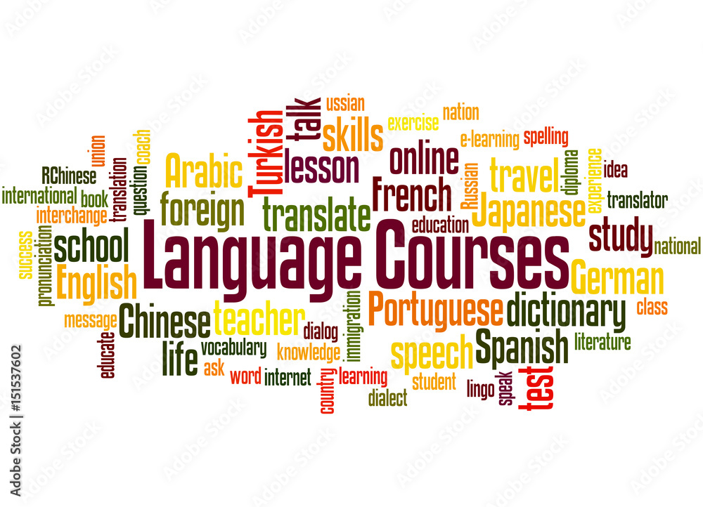 Language Courses, word cloud concept Language Courses, word cloud concept