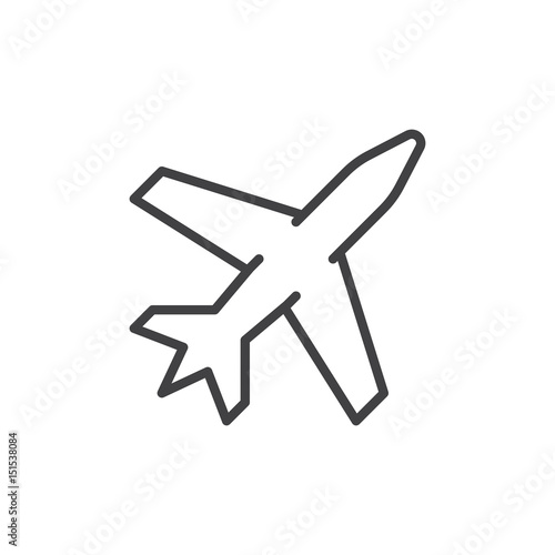 Plane line icon, outline vector sign, linear style pictogram isolated on white. Airport symbol, logo illustration. Editable stroke. Pixel perfect