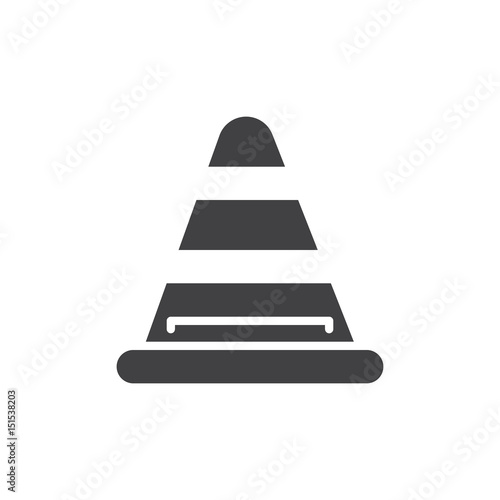 Road traffic cone icon vector  filled flat sign  solid pictogram isolated on white. Under construction symbol  logo illustration. Pixel perfect