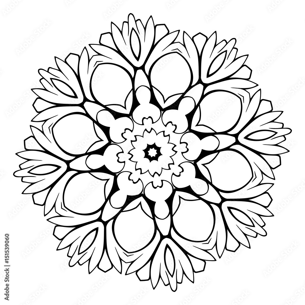 Beautiful mandala for the album. Symmetrical ornament in the cir Beautiful mandala for the album. Symmetrical ornament in the cir