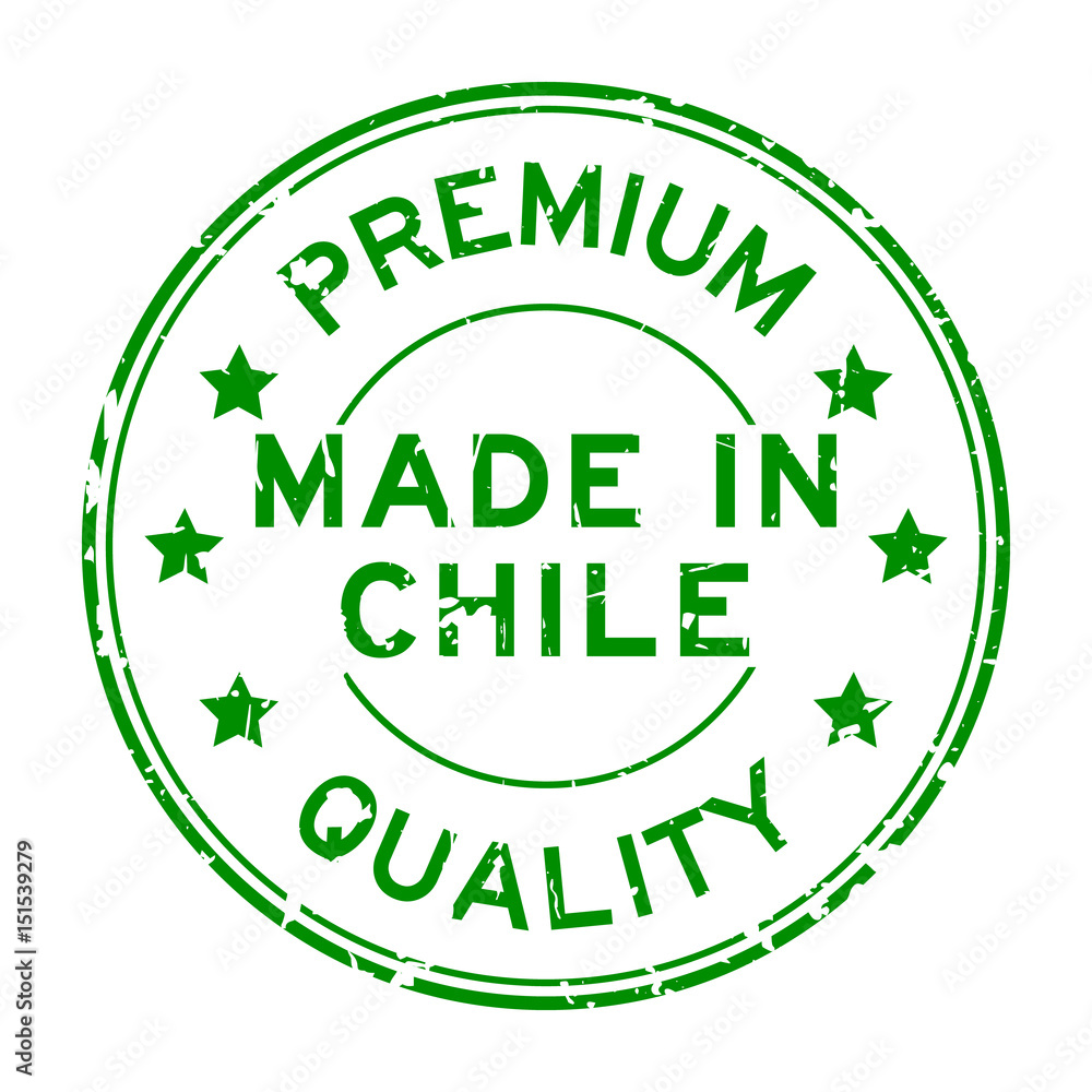Grunge green premium quality made in chile round rubber stamp on white background Grunge green premium quality made in chile round rubber stamp on white background