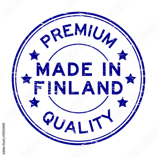 Grunge blue premium quality made in finland round rubber seal stamp
