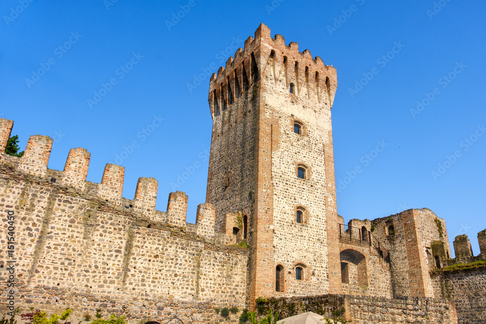 fortified walls of Este castle ruin, Padua province , Veneto region Italy