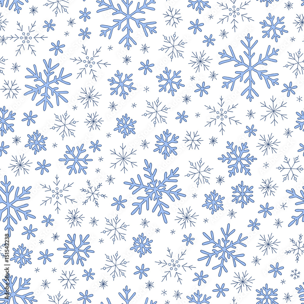 Seamless blue pattern with snowflakes