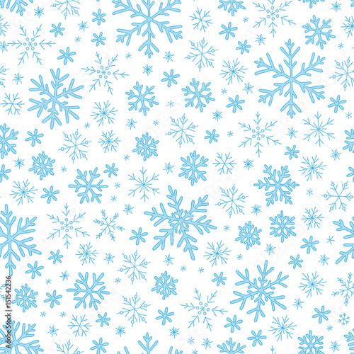 Seamless blue pattern with snowflakes