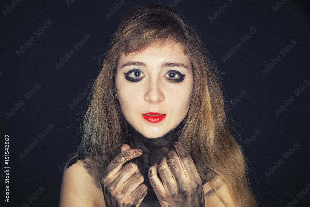 Fototapeta premium Teenager girl with bright makeup