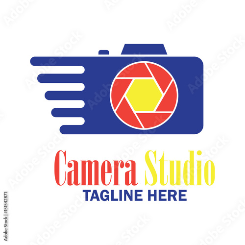 camera studio, shutter, camera store logo with text space for your slogan / tagline, vector illustration