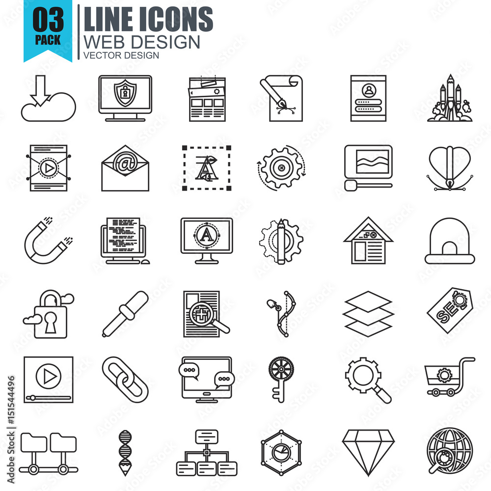 Fototapeta premium Simple set of web development line icons