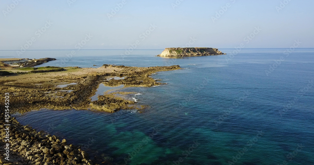 wild island of seagulls in the Mediterranean Ocean. Travel. Around the World