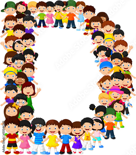 Little kids form alphabet D
