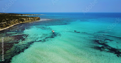 Landscape of island  a transparent clear blue Mediterranean Sea. The island of Cyprus. Resort. © Kateryna