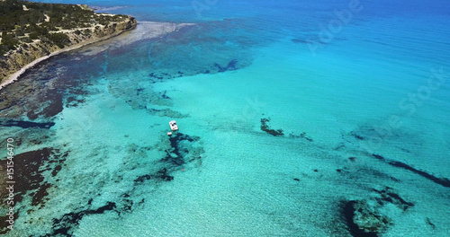 Landscape of island a transparent clear blue Mediterranean Sea. The island of Cyprus. Resort.