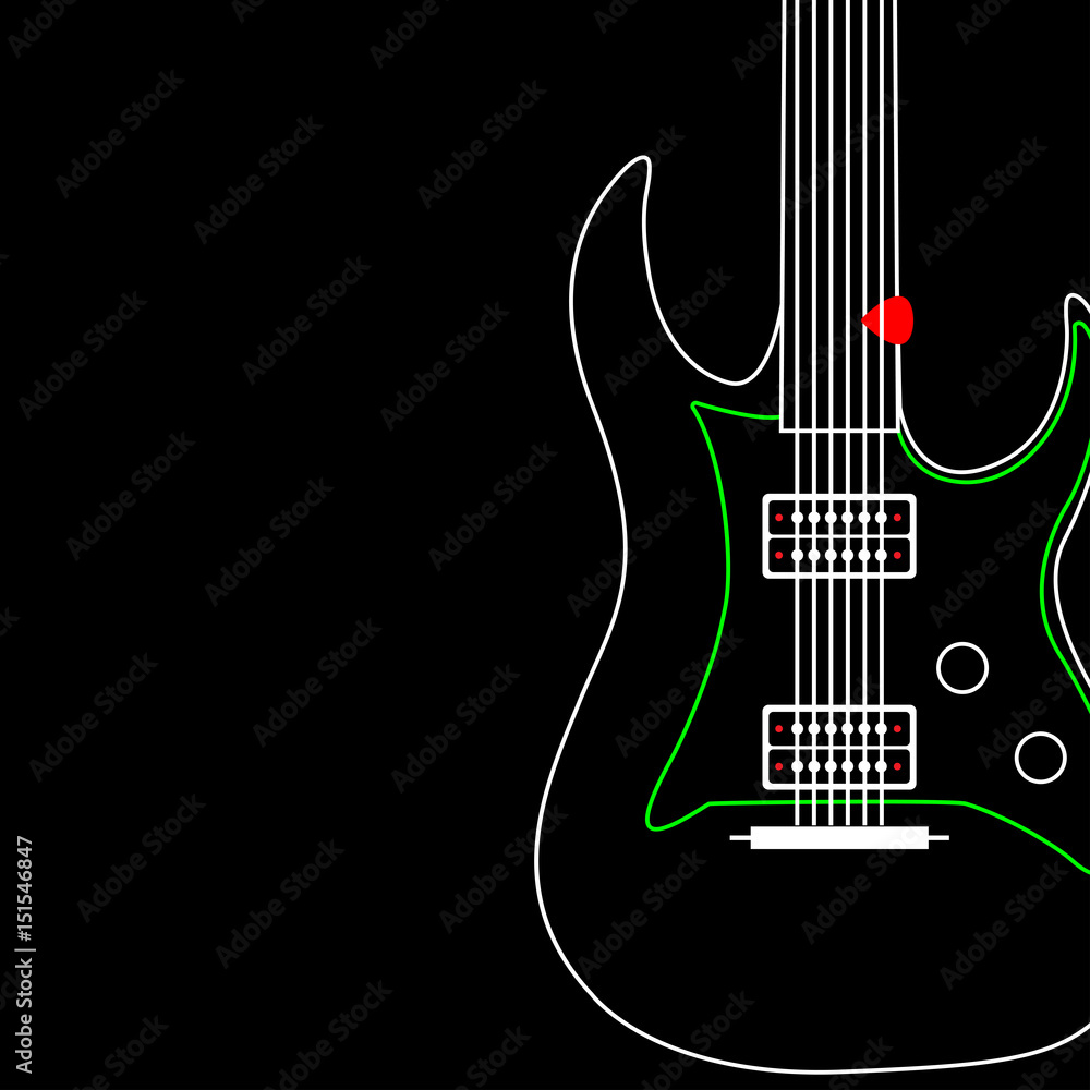 Naklejka premium Creative designed of Flat Electric Guitar , Vector Illustrator eps10