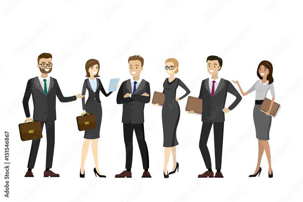 Happy and sucess business people standing