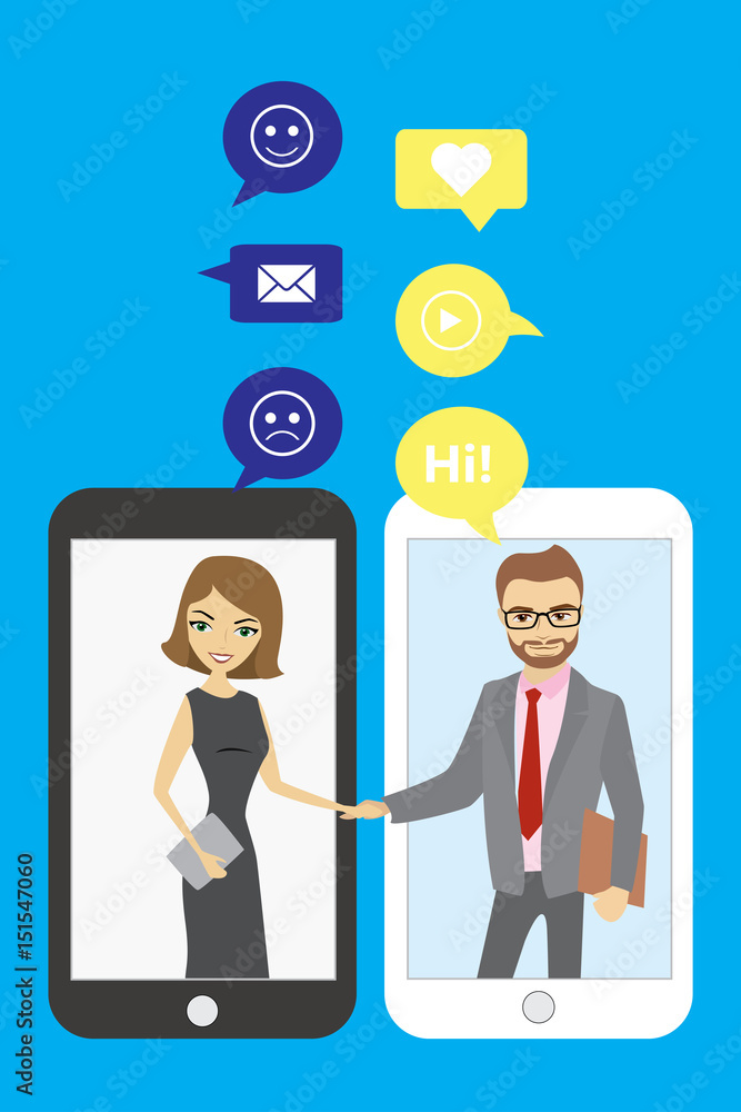 Handshake between business people. Mobile technology and chatting Handshake between business people. Mobile technology and chatting