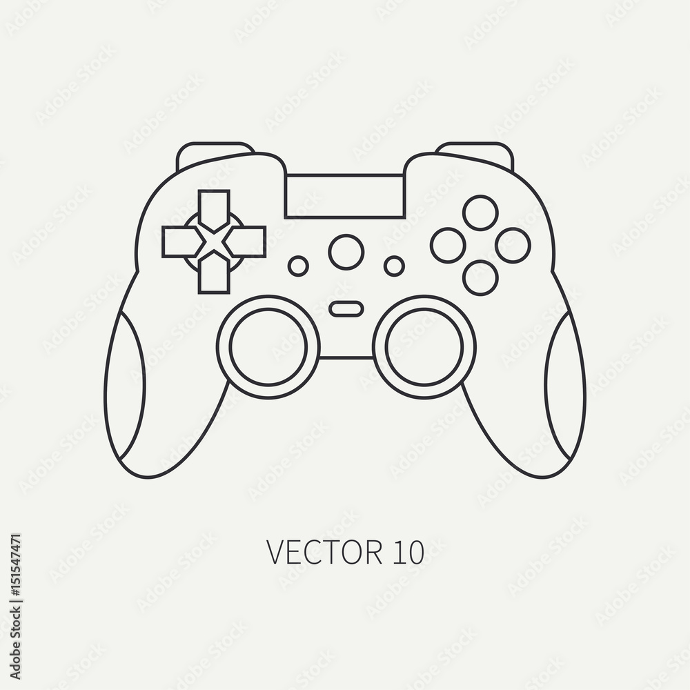Line flat vector computer part icon joystick. Cartoon style. Digital gaming  and business office pc desktop device. Innovation gadget. Gamepad.  Illustration and element for your design and wallpaper. Stock Vector | Adobe