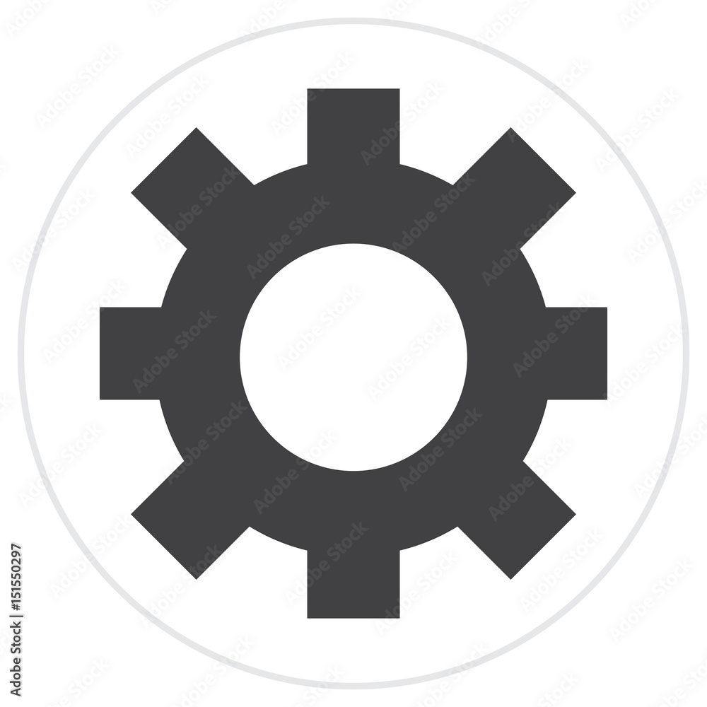 Isolated web button with a piece of gear, Vector illustration