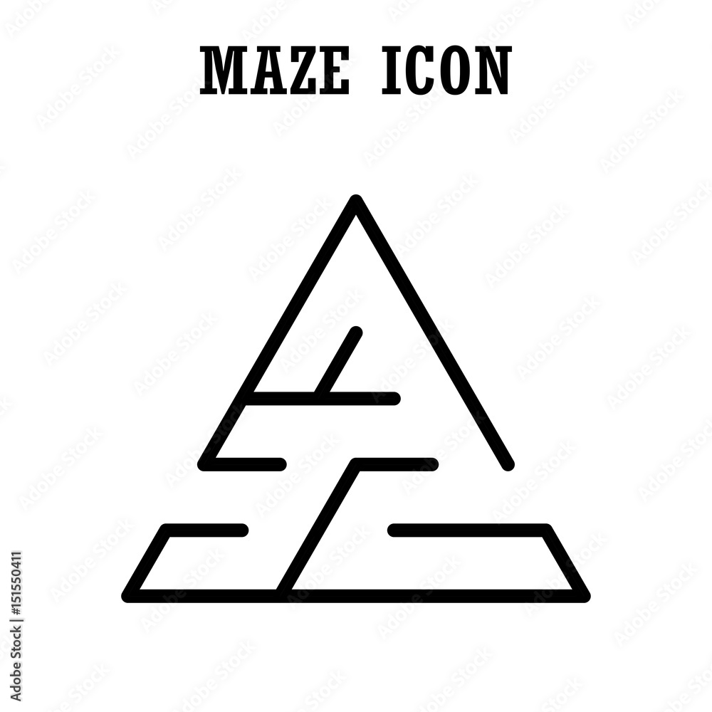 Maze or labyrinth icon,Triangular shape,isolated on white background Maze or labyrinth icon,Triangular shape,isolated on white background