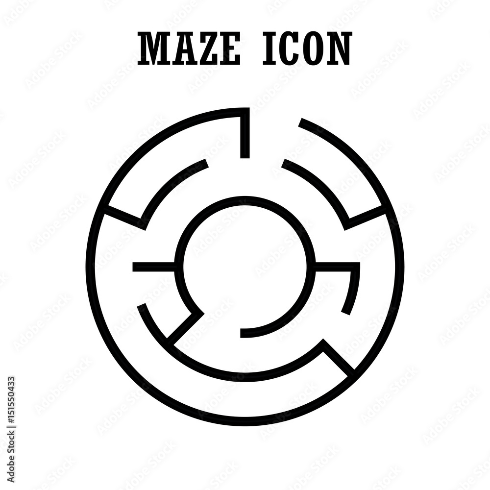 Maze or labyrinth icon,Circular shape,isolated on white background Maze or labyrinth icon,Circular shape,isolated on white background