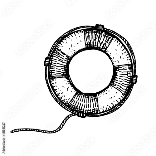 Life ring sketch vector illustration