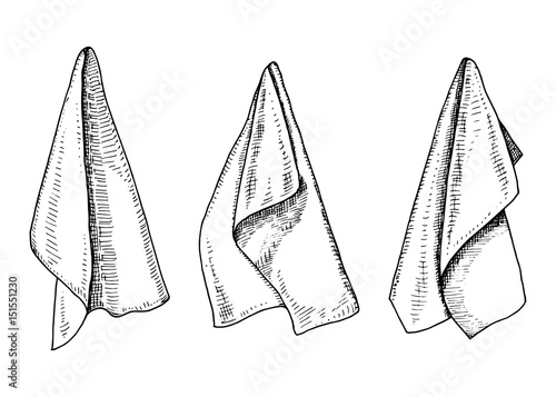 Kitchen towels sketch vector illustration