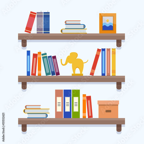Shelves with book