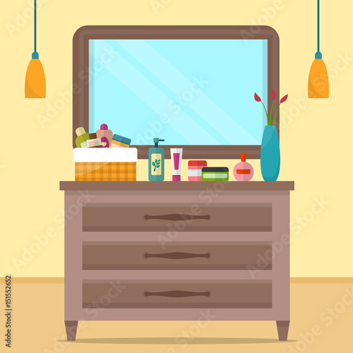 Woman boudoir with table