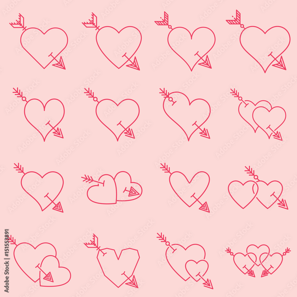 Vector icon set of various heart shapes Vector icon set of various heart shapes