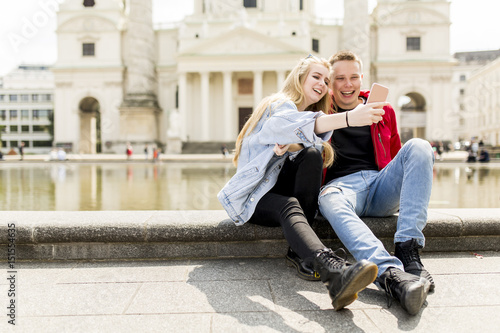 Young couple taking selfie in Vienna, Austria © BGStock72